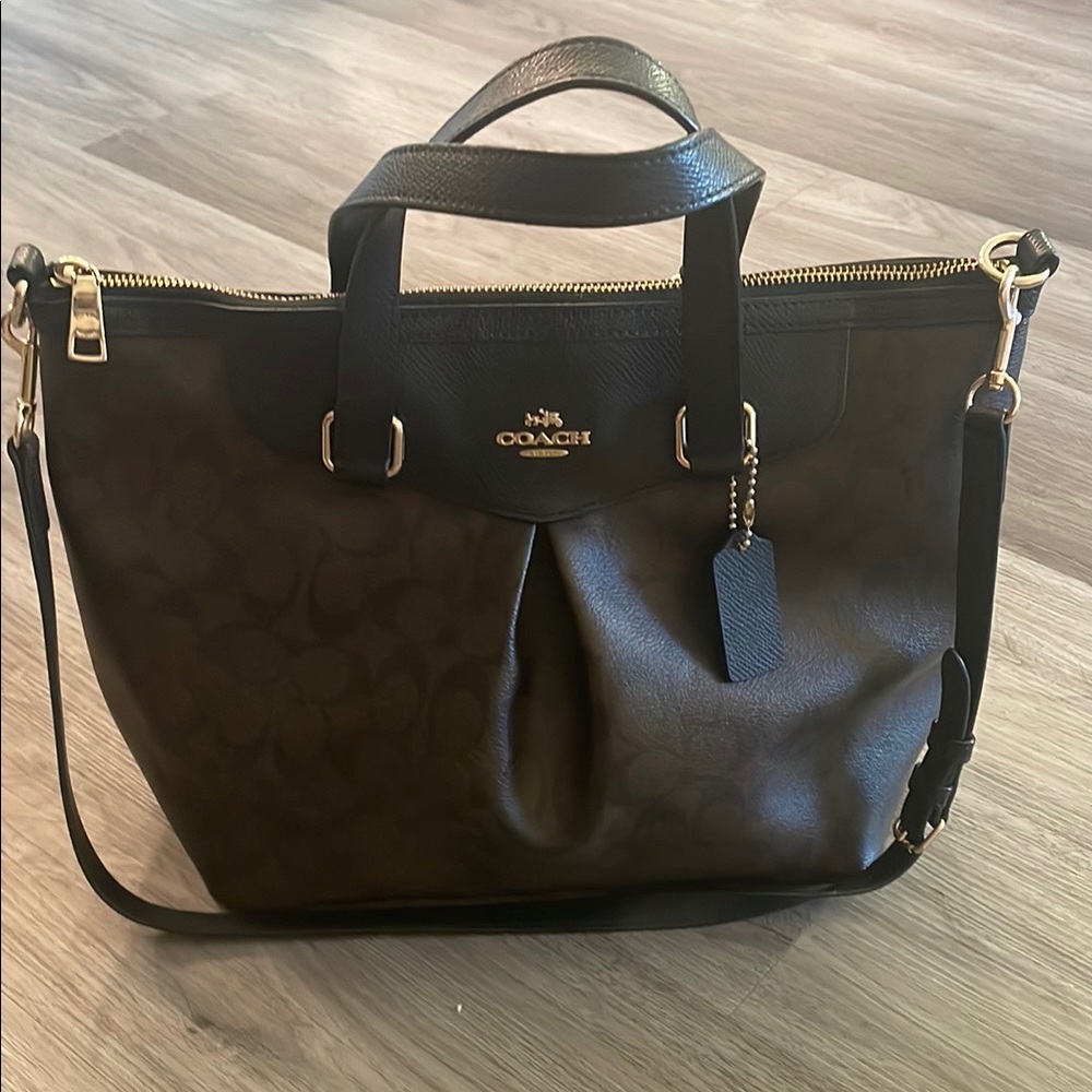 Coach Black Leather Tote Bag